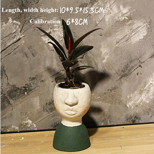 Artistic Face Sculpture Planter — Creative Flower Vase Home Decor